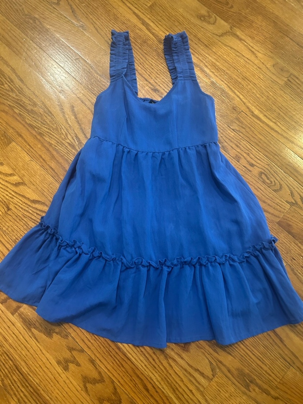 Blu Pepper Royal Blue Ruffled Strap Dress